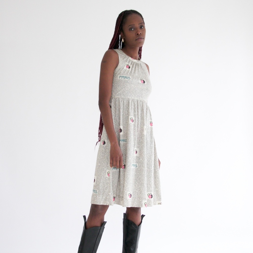 vtg 60s French book print dress